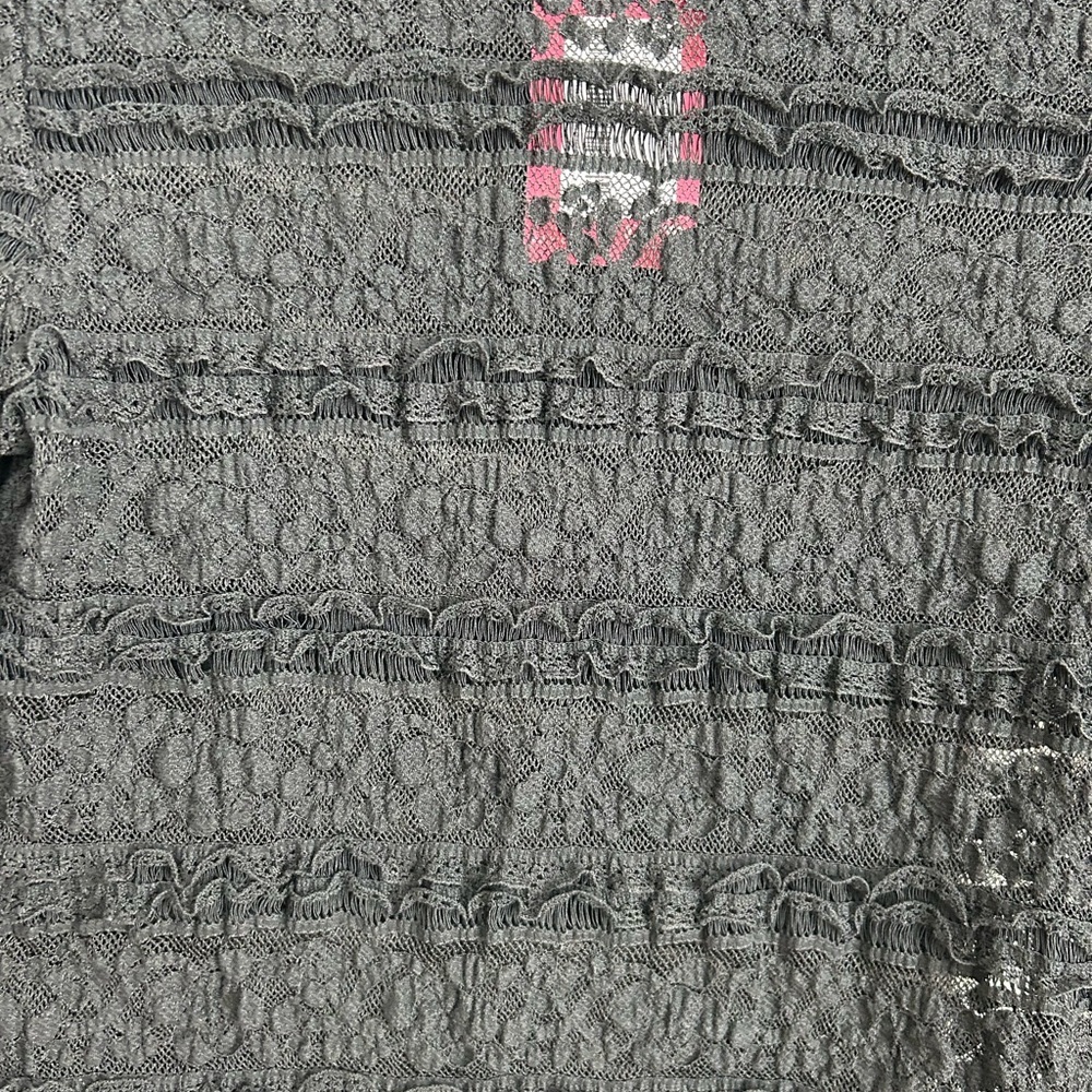 Edikted Black Sheer Lace Crop Top Medium Long Sleeve Y2K NWT Stretch - Picture 4 of 9